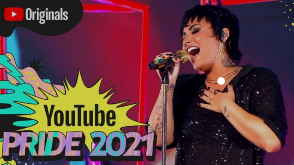 YouTube Pride 2021 - Demi Lovato video overlay